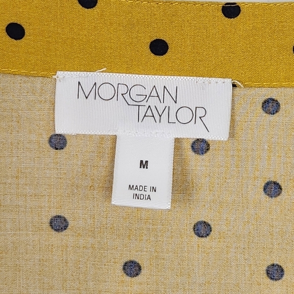 Morgan Taylor Women's Yellow/Black Polkadot Blouse Top Size M - Picture 7 of 10